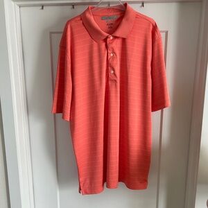 Greg Norman Play Dry, Salmon w/White Stripes, SS Polo Shirt, XL
